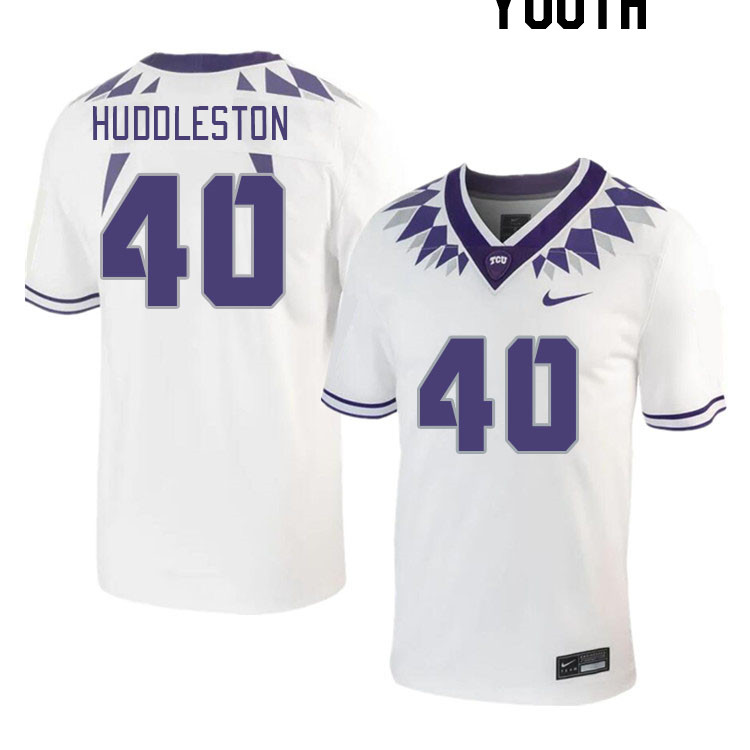 Youth #40 Keviyan Huddleston TCU Horned Frogs 2023 College Footbal Jerseys Stitched-White